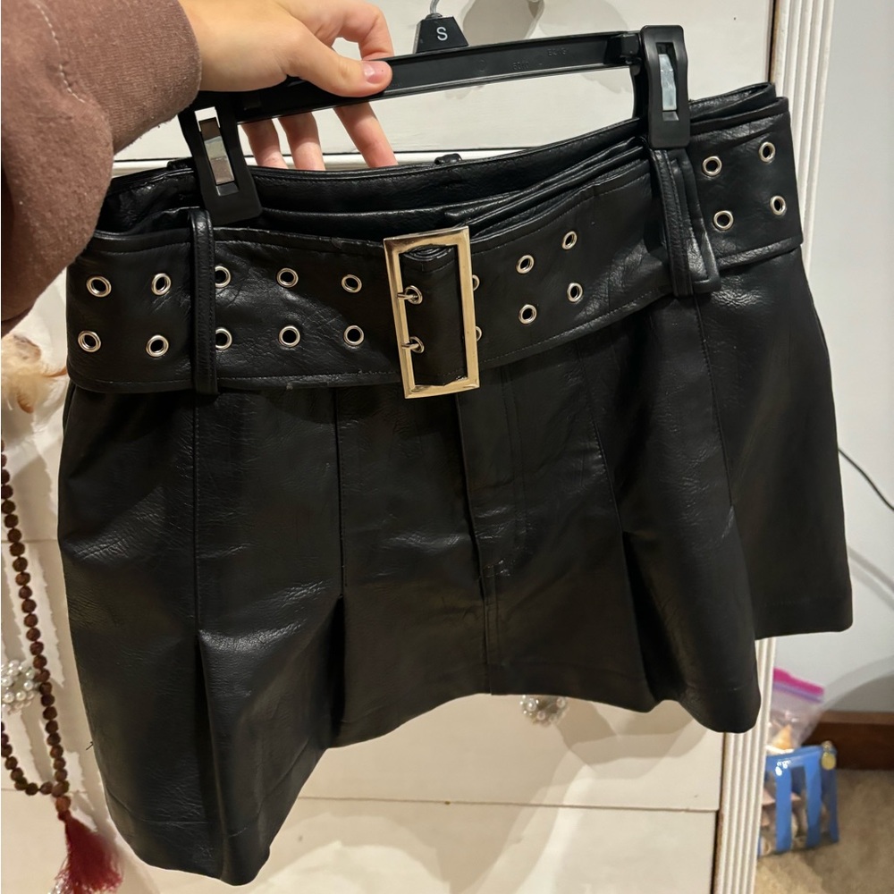 Princess Polly Leather Mini Skirt with Belt